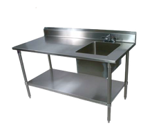 John Boos EPT8R5-3048SSK-R 48"W x 30"D x 40-3/4"H Stainless Steel Work Table with Prep Sink