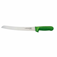 Omcan USA 12827 10" Green Handle Narrow Curved Blade Slicing Knife
