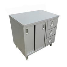 Omcan USA 44196 60" W x 30" D 430 Stainless Steel 16 Gauge Cabinet Base with Sliding Doors Work Table