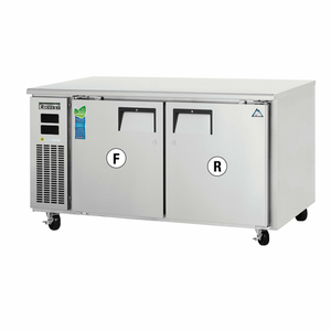 Everest Refrigeration ETRF2 Two-Section 59.25"W Two-Section Solid Door Undercounter/Worktop Dual Temperature Refrigerator/Freezer Combo