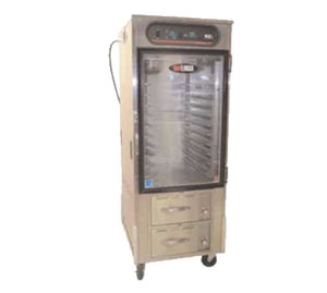 Carter-Hoffmann HL10-10-RW 10 Pans All Stainless Steel 1 Solid Door hotLogix Dual Humidified Holding Cabinet with Drawer Warmer-HL10 Series - 120 Volts