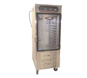 Carter-Hoffmann HL10-10-RW 10 Pans All Stainless Steel 1 Solid Door hotLogix Dual Humidified Holding Cabinet with Drawer Warmer-HL10 Series - 120 Volts