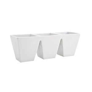 FOH BHO048WHP22 6 Oz. Porcelain 3-Compartment Kyoto Divided Bowl