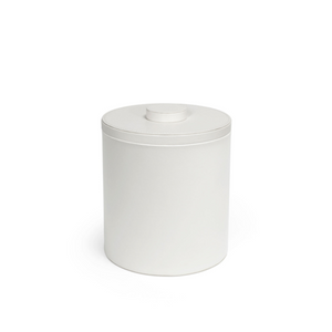 FOH RIB017WHL21 3.5 Qt. White Faux Leather Round Ice Bucket with Lid
