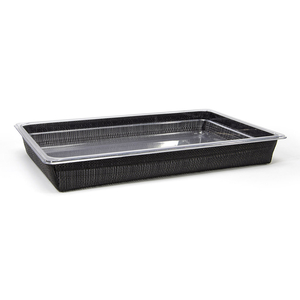FOH BHO132BKV21 20.75" W x 12.75" D x 2.5" H Weave Black Plastic Rectangular Shallow Full Size Metroweave Housing or Pan Set