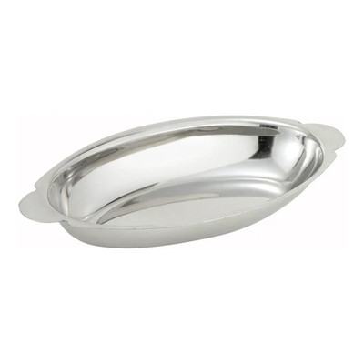 Winco ADO-8
8 Oz.
Stainless Steel
Oval
Au Gratin Dish