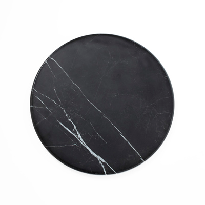 American Metalcraft MB171 17.25&quot; Melamine Black Marble Pattern Round Serving Board