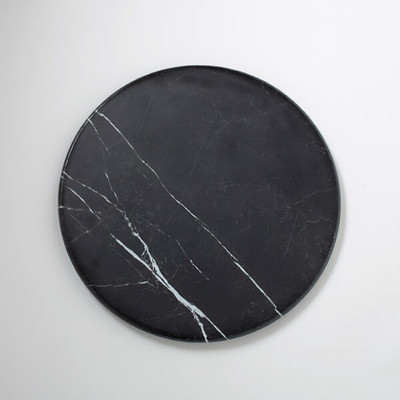 American Metalcraft MB171 17.25" Melamine Black Marble Pattern Round Serving Board