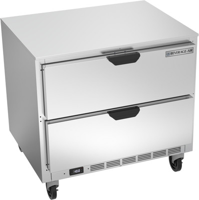 Beverage Air UCFD36AHC-2 36"W Two-Section Stainless Steel Door Undercounter Freezer