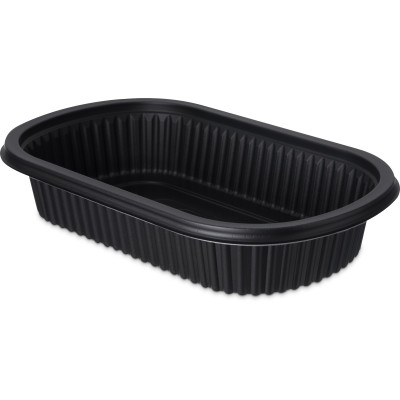 Dinex DXMW810PBLK 32 Oz. Large Black Oblong Polypropylene Microwaveable Proex Disposable Entrée Platter