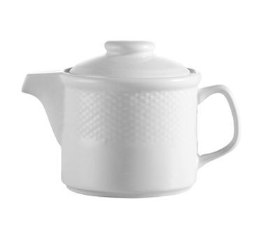 CAC China BST-TP 15 Oz. Super White Porcelain Embossed Boston Teapot (3 Dozen Per Case)