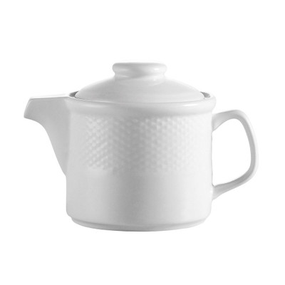 CAC China BST-TP 15 Oz. Super White Porcelain Embossed Boston Teapot (3 Dozen Per Case)