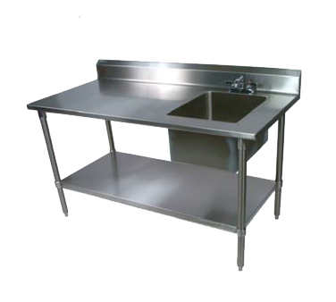 John Boos EPT8R5-3072SSK-R 72"W x 30"D x 40-3/4"H Stainless Steel Work Table with Prep Sink