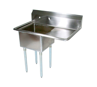 John Boos E1S8-24-14R24 40" - 53" 18-Gauge Stainless Steel One Compartment E-Series Sink With Right-Hand Drainboard 14" Deep