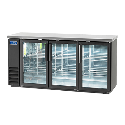 Arctic Air ABB72G 73.13"W Black Stainless Steel Three-Section Glass Door Back Bar Refrigerator