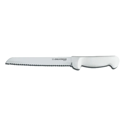 Dexter 31603 8" White Scalloped Edge Basics Bread Knife with Polypropylene Handle