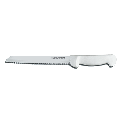 Dexter 31603 8" White Scalloped Edge Basics Bread Knife with Polypropylene Handle