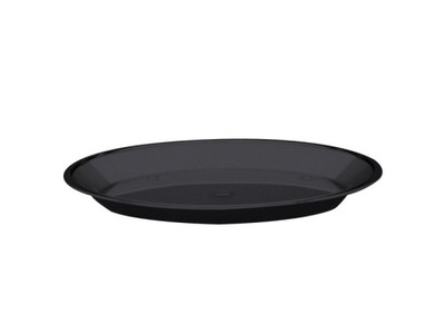 Cal-Mil 315-15-13 15" W x 1" H Black Round Turn N Serve Shallow Tray