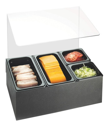 Cal-Mil 1102 20.5" W x 12.75" D x 19.75" H Black 4 Pans Classic Salsa / Condiment Bar Set