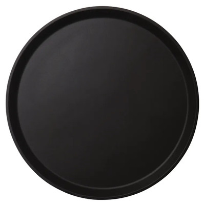 Cambro 1600CT110 16" Dia. Fiberglass Black Satin Round Camtread Serving Tray