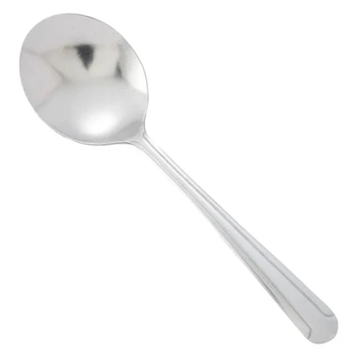 Winco 0001-04 6" 18/0 Stainless Steel Bouillon Spoon (Contains 1 Dozen)