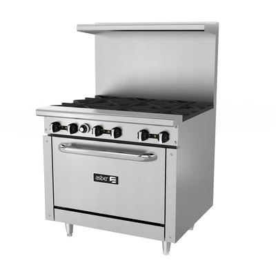 Asber AER-6-36 36" W Stainless Steel Gas Restaurant Range - 210,000 BTU