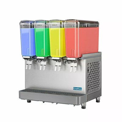 Crathco-UNIC SR-4E-16 Classic Pro Bubbler (4) 2.4 Gal. Stainless Steel Base Electric Mini Quad Pre-Mix Cold Beverage Dispenser - 120 Volts
