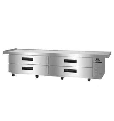 Hoshizaki CR110B Steelheart 110.5" W All Stainless Steel 2-Section with 4 Drawers Refrigerated Equipment Stand - 115 Volts