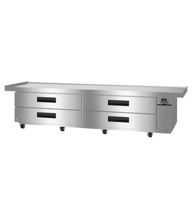 Hoshizaki CR110B Steelheart 110.5" W All Stainless Steel 2-Section with 4 Drawers Refrigerated Equipment Stand - 115 Volts