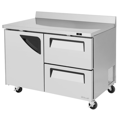 Turbo Air TWR-48SD-D2-N 48.25"W Two-Section Stainless Steel Door Super Deluxe Worktop Refrigerator
