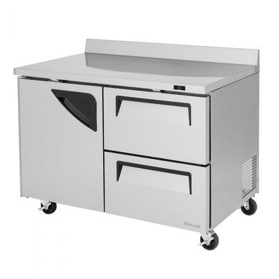 Turbo Air TWR-48SD-D2-N 48.25"W Two-Section Stainless Steel Door Super Deluxe Worktop Refrigerator