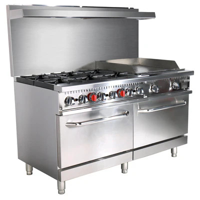 Admiral Craft BDGR-6024G/NG 60" Natural Gas Black Diamond Range with Griddle - 280,000 BTU