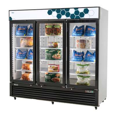 Migali C-72FM 82"W Three-Section Glass Door Competitor Series Freezer Merchandiser