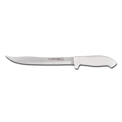 Dexter 24263 9&quot; Scalloped Edge Utility Slicer with White Handle