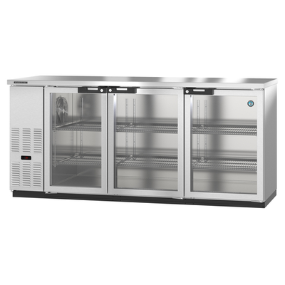 Hoshizaki BB80-G-S 80"W Three-Section Glass Door Refrigerated Back Bar Cooler