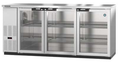 Hoshizaki BB80-G-S 80"W Three-Section Glass Door Refrigerated Back Bar Cooler