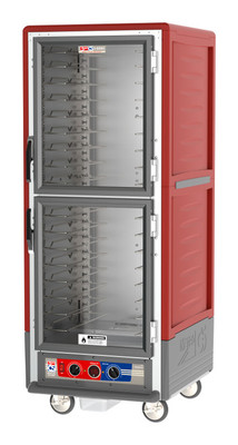 Metro C539-MDC-U C5 3 Series Red Full-Size Insulated Moisture Heated Holding & Proofing Cabinet with Clear Dutch Doors and Universal Wire Slides - 120V