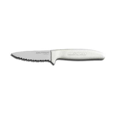 Dexter 15343 3.5" Scalloped Edge Net/Utility Knife with White Handle