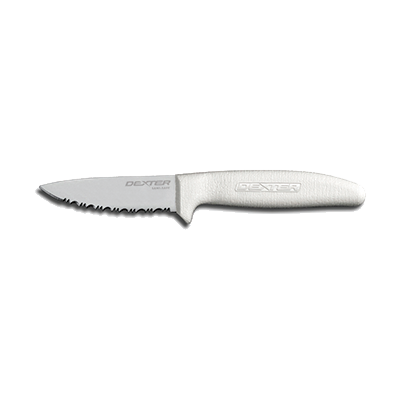 Dexter 15343 3.5" Scalloped Edge Net/Utility Knife with White Handle
