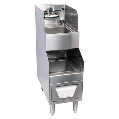 Glastender FS12 Stainless Steel & aluminum Underbar Hand & Wet Waste Sink 12" x 24"