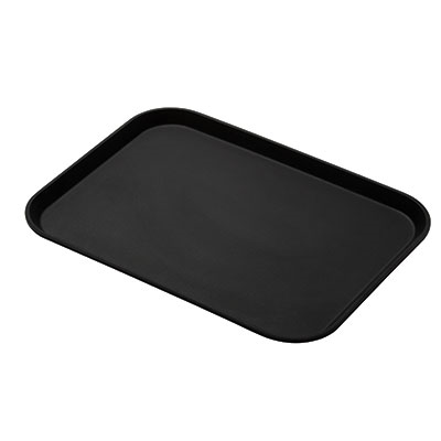 Cambro 3253CT110 12.75" x 20.88"Fiberglass Black Satin Rectangular Camtread Serving Tray - 12/Case