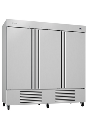 Infrico USA IRR-AN67 82" W Three-Section Solid Door Reach-In Refrigerator