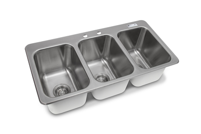 John Boos PB-DISINK101410-3 3 Compartment Stainless Steel Pro-Bowl Drop-In Sink 36&quot;W x 18-1/2&quot;D x 10&quot;H