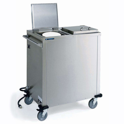 Lakeside 7511 23.75" W Stainless Steel Round Mobile Convection 2-Tube Heated Plate Dispenser - 220 Volts