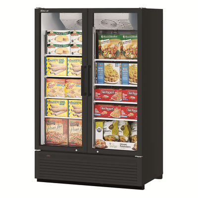 Turbo Air TGF-47SDH-N 51.13&quot;W Two-Section Glass Door Super Deluxe Freezer Merchandiser