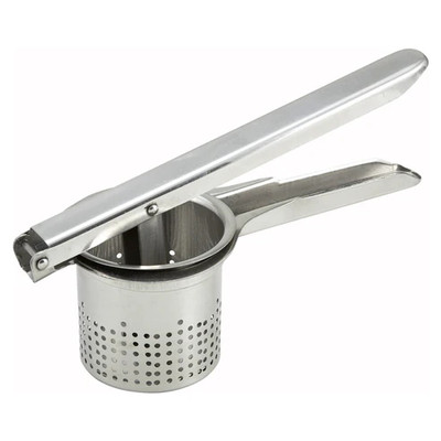 Winco PR-9 10"L Round Stainless Steel Economy Potato Ricer