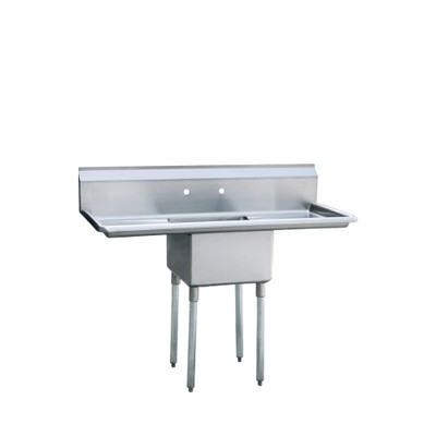 Atosa MRSA-1-D 54" W 18 Ga. Stainless Steel 1-Compartment with 18" Left & Right Drainboards MixRite Sink