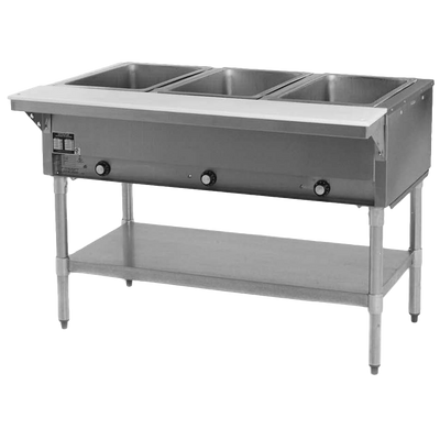 Eagle Group DHT3-120 3 Pan Electric Hot Food Table Open Shelf Base