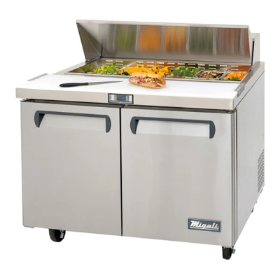 Migali C-SP48-12-HC 48.2" W Two-Section Two Door Competitor Series Refrigerated Counter/Sandwich Prep Table