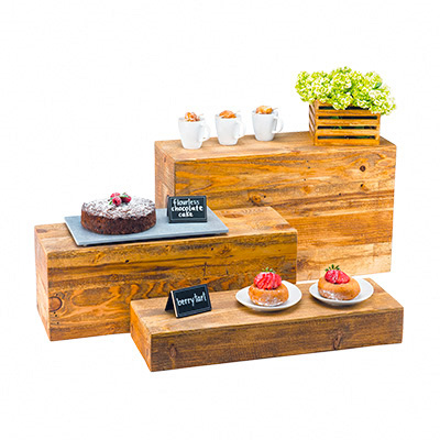 Cal-Mil 166-7-99 20-1/2"W x 7"D x 7"H Rectangle Wood Madera Display Crate/Riser